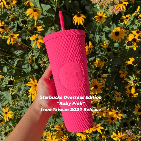 🧡NEW💚Starbucks Taiwan Ruby Pink Studded and tote - Picture 2 of 11
